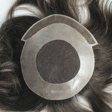 french lace with thin poly perimeter plus lace frontal system for men
