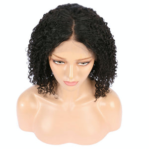 AFW-9058 Afro Curly Short Human Hair Lace Wigs