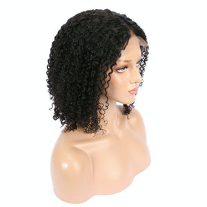 AFW-9058 Afro Curly Short Human Hair Lace Wigs