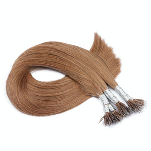 Light Brown (#8) Nano Ring Hair Extensions