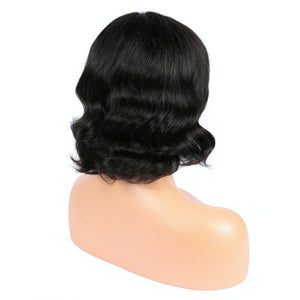 AFW-2505 Short Wavy Hand-tied Wigs With Bangs